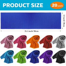 Honoson 20 Packs 35 x 12 Inch Cooling Towel Ice Towel Microfiber Sports Towel Breathable Chilly Towel with Bag Wet Towel for Neck Men Women Stay Cool Yoga Gym Golf Workout Travel Camping Beach