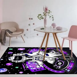 kxry 2 * 3 Feet Space Astronaut Galaxy Soft Area Rugs for Kids Girls Boys Purple Outer Space Themed Floor Carpet for Living Room Bedroom Dorms Nursery Rooms Home Decor Aesthetic