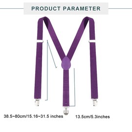Eyret Purple Suspender Elastic Suspenders Festival Adjustable Suspender with Strong Metal Clips Suspender for Men