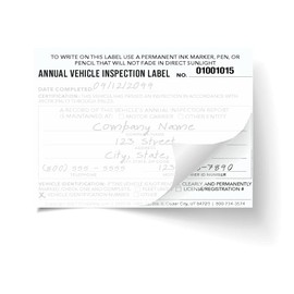 Annual Inspection Stickers for Vehicle by GOTSAFETY – Interior Vehicle Inspection 2-Ply Sticker - White Self Laminating Inspection Label - 5" x 4" Large Pack – 50 per Pack