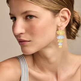 AOLIMI Gold and Silver Shell Dangle Earrings for Women Two Tone Seashell Drop Dangle Earrings Beach Earrings Hypoallergenic Earrings Summer Jewelry