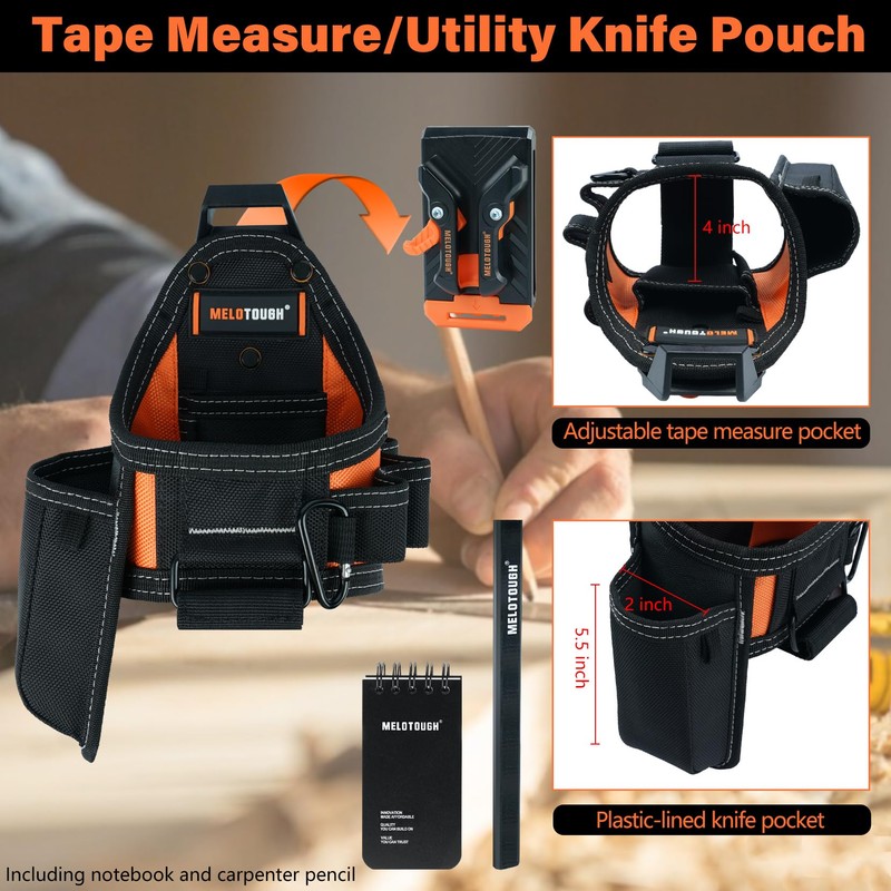 MELOTOUGH Small Tool Pouch Tape Measure Pouch/Utility Knife Pouch Tool
