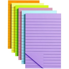 46 Sheets x 6 Sticky Notes, Large Sticky Notes, Convenient Sticky Notes, Stylish, Horizontal Lines, Sticky Notes