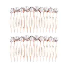 2 Pcs Pearl Hair Side Comb Rhinestone Hair Comb Clips Wedding Crystal Hair Combs Decorative Hair Clip Combs Bridal Hair Side Piece Elegant Hair Accessories Multi 1
