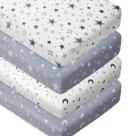 4 Pack Soft Star and Moon Neutral Unisex Fitted Baby Sheets Set for Baby Boys or Girls (Crib Sheets)