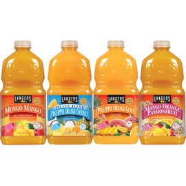 Langers Tropical Variety Pack, Mango Orange Passionfruit, Pineapple Orange Guava, Island Blend, Mongo Mango, 64 fl oz (Pack of 4)