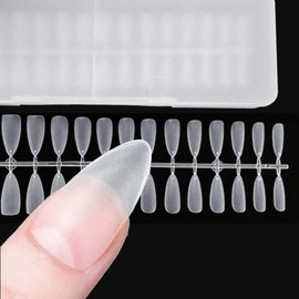 GLASS FROG Nail Tip, No Sanding, Ultra Thin, Translucent, Matte Nail 300 Sheets (2. Almond Long)