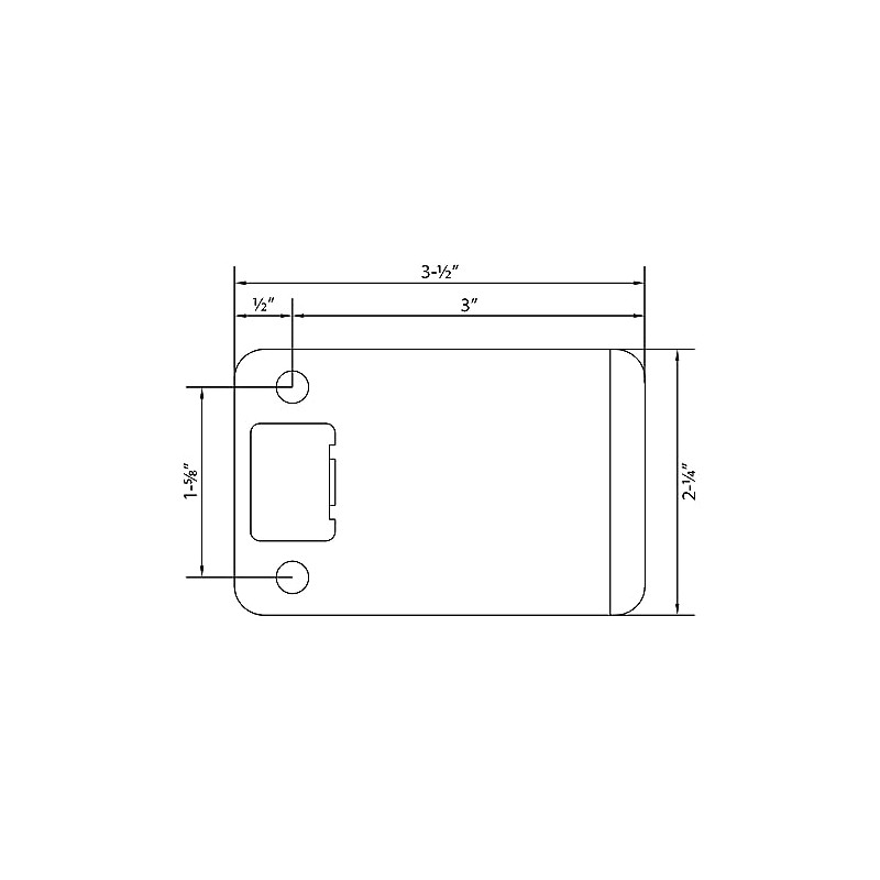 Round Corner Extended Lip Strike Plate, 2-1/4" x 3", (3-1/2"