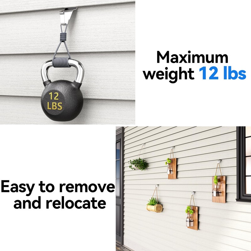 Amuille 20 Pack Vinyl Siding Hooks, No Hole Siding Hanging