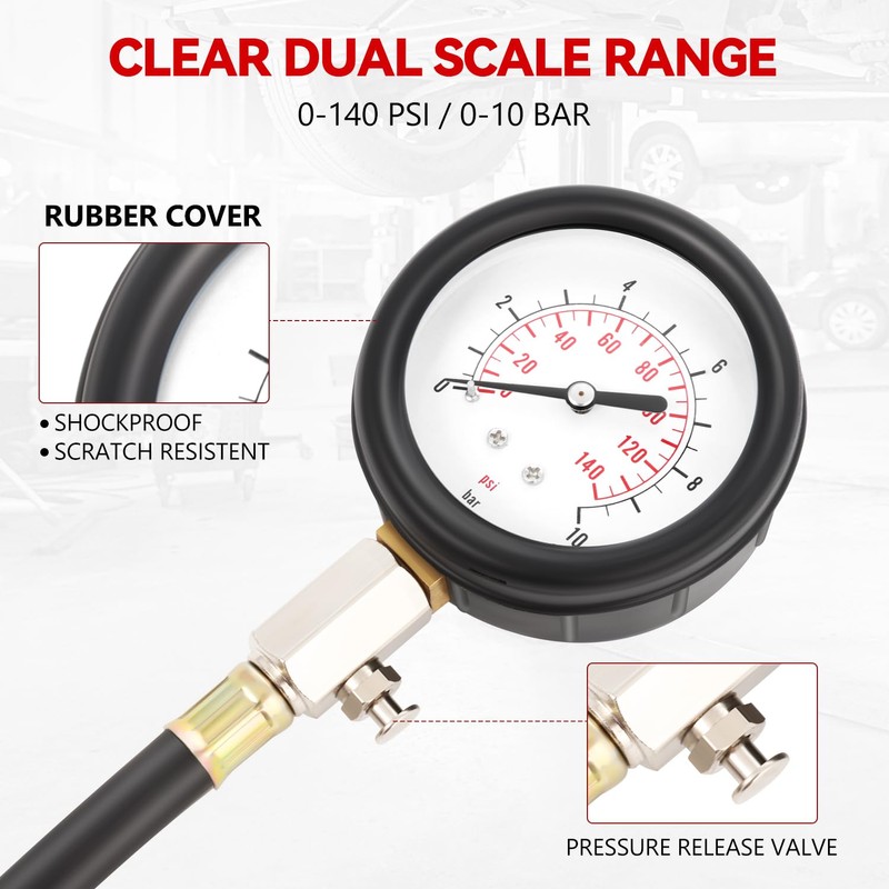 Auto Dynasty Oil Pressure Kit Dual Scale Gauge Engine Testing