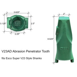 Weld-on Excavator Bucket Shank, Tooth & Pin Combo - 5849-V23 - V23AD Abrasion Penetrator Tooth
