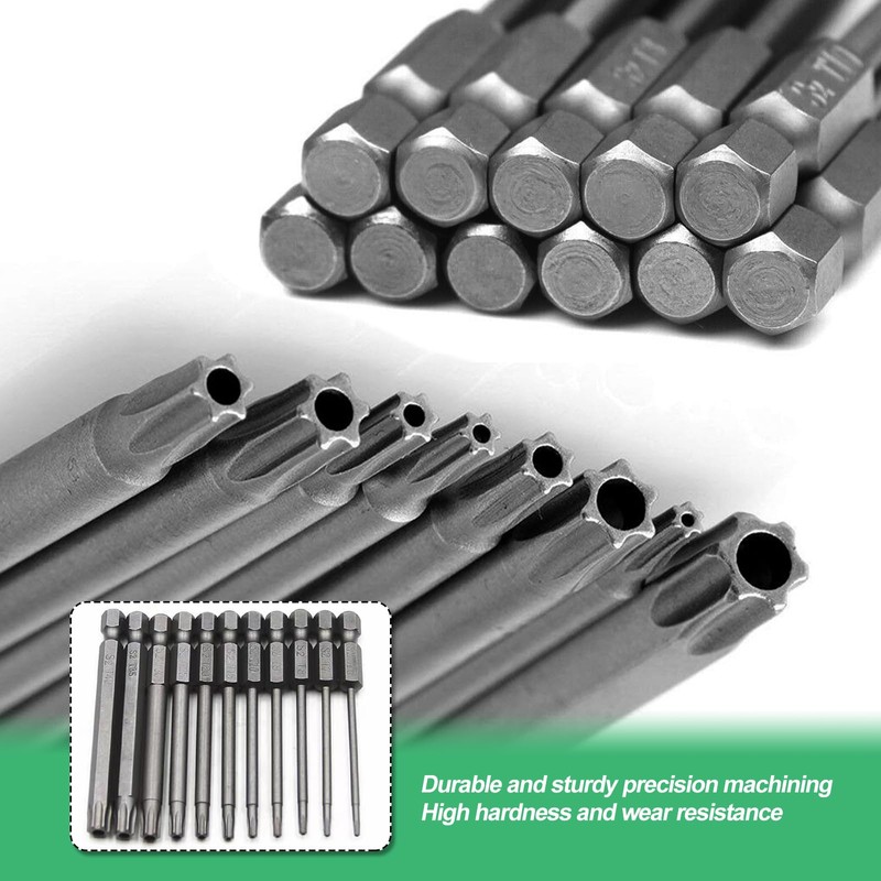 100mm Torx Screwdriver Bit Sets, 11pcs T6-T40 Security Torx Bit