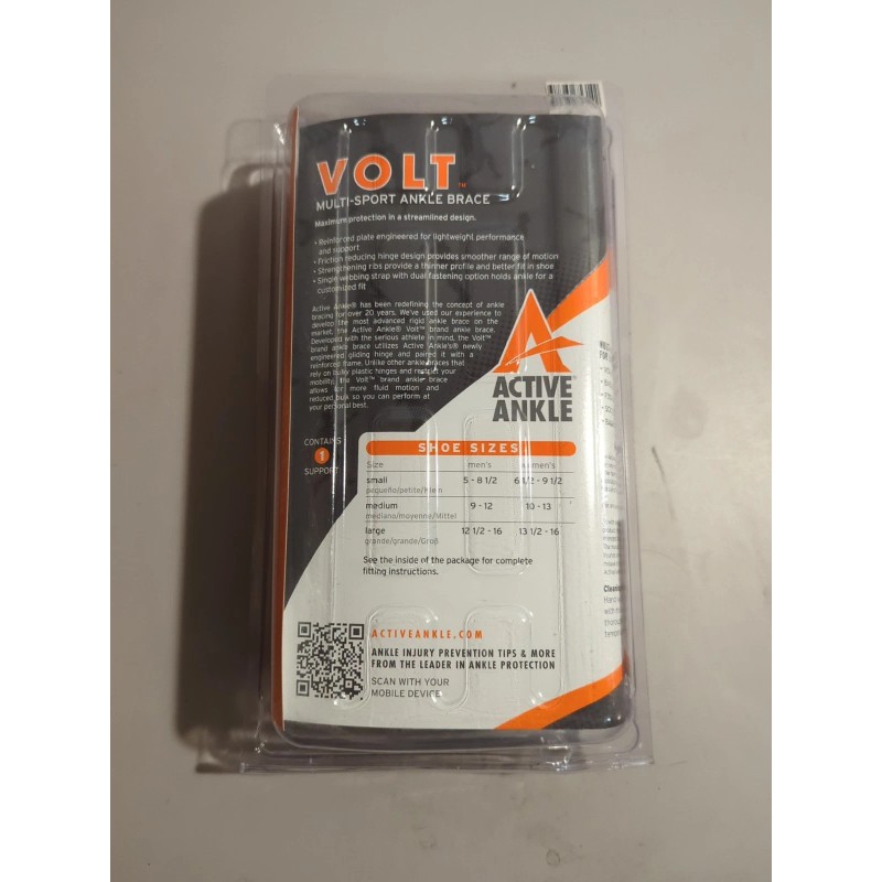 Active Ankle Volt AA Rigid Hinged Ankle Brace Black Size