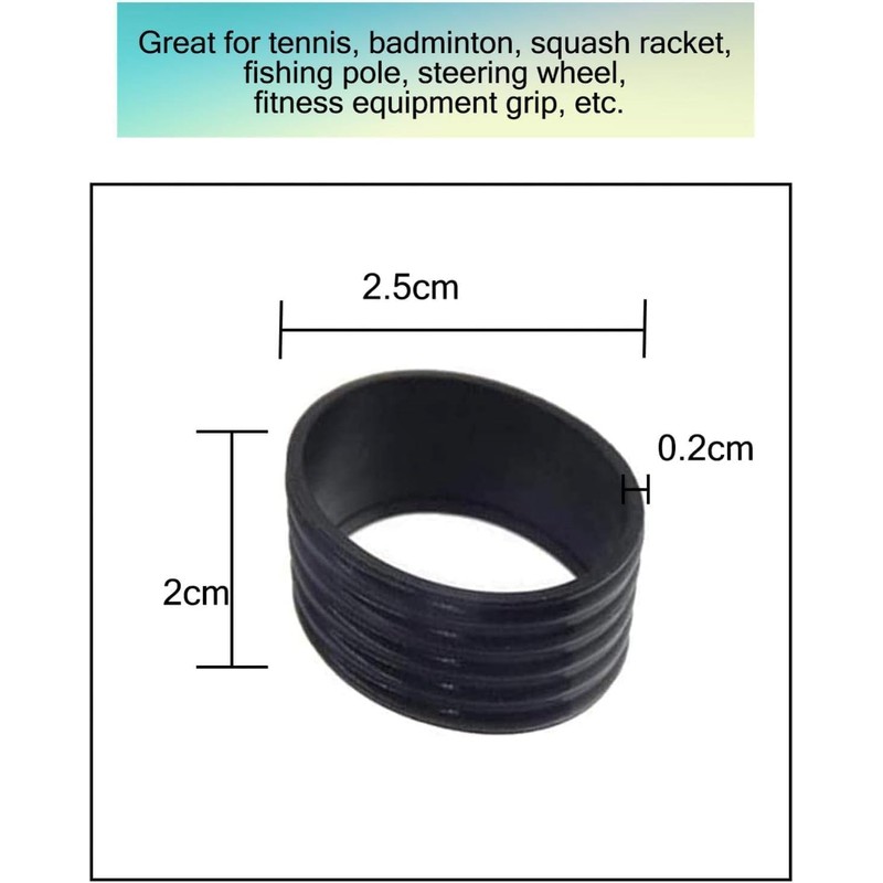 Nlinlin 5 Pcs Black Tennis Racket Handle Rubber Ring Stretchy