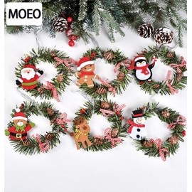 Christmas Wreath Ornament: Santa, Snowman, Elk Tree Hanging Decor Snowman 10ea