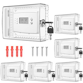 6 PCS Thermostat Lock Box with Key, Large Thermostat Cover with Lock for Thermostat on Wall, AC Control Lock Box Cover with Key, Air Conditioner Lockbox Fits Thermostats 4" H x 6" W or Smaller