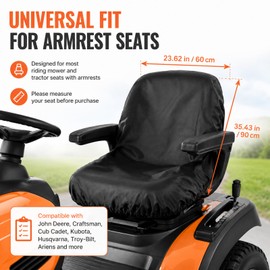 SecosAutoparts Riding Lawn Mower Seat Cover Heavy Duty 210D Oxford Universal Seats with Armrests Black