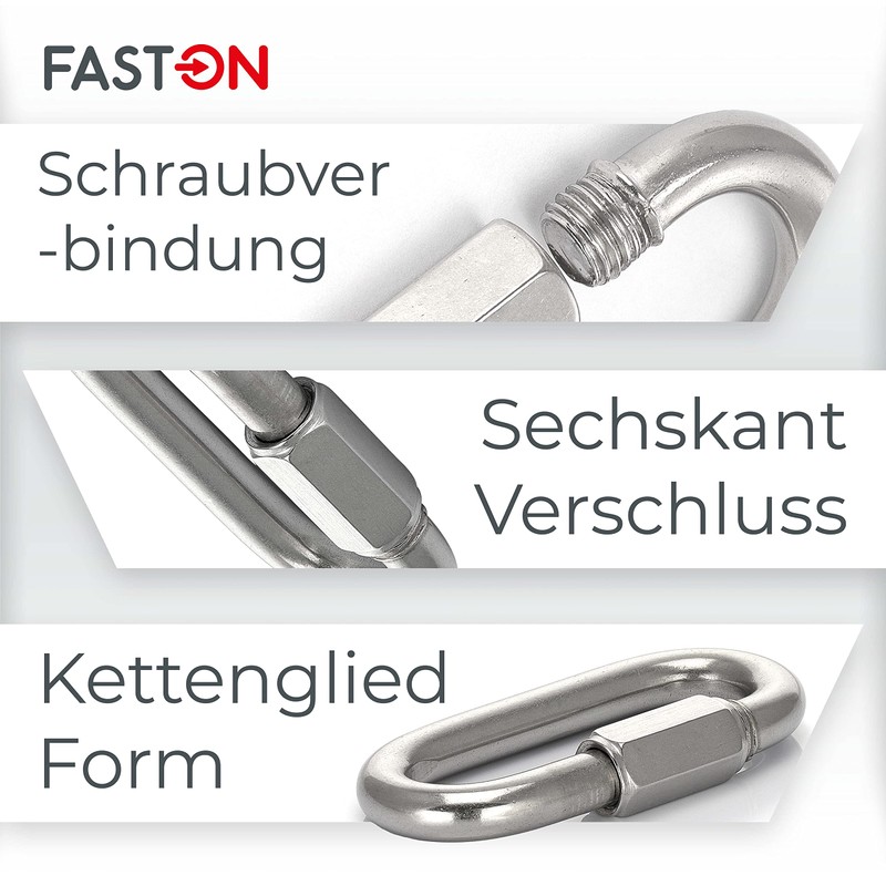 FASTON Stainless Steel Carabiner Screw Cap D = 12 (Pack