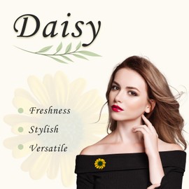 Zzcy Pack of 12 Brooches Flower Lapel Pin Women's Flower Brooch Daisy Pin for DIY Bags, T-Shirts, All Clothes, Hat Decoration (6 Large 6 Small), Alloy Steel