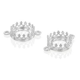 925 Sterling Silver Pendant Trays for Jewelry Making - 4 Pieces of 10mm Round Crown Bezel Settings with 2 Loops - Silver Bezels for Jewelry Making - Perfect for Pendants and Earrings