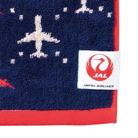 Marushin Hand Towel JAL Japan Airlines 13.4 x 14.2 inches (34 x 36 cm), Night Flight 100% Cotton, Jacquard Weave 6205001400