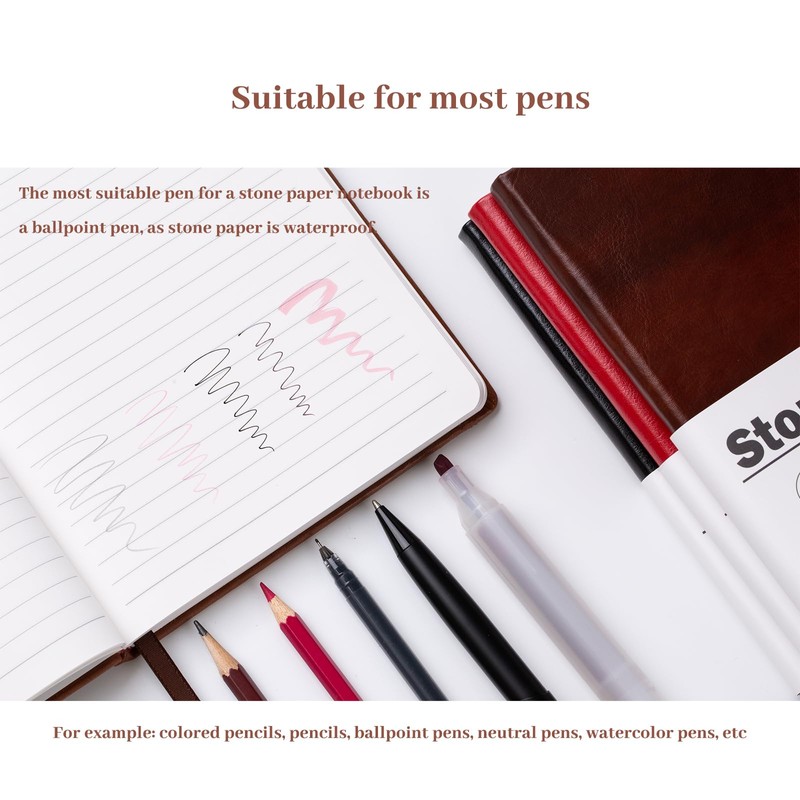 Stone Paper Notebook for Women Men, A5 Waterproof Notebook Hardcover