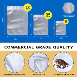 30pcs Kryrinl Mylar Bags with 400cc oxygen absorbers and lables 9.4 Mil Thicker 1 Gallon pint Stand-up Zipper Resealable Heat Sealable for Long Term Food Storag bag