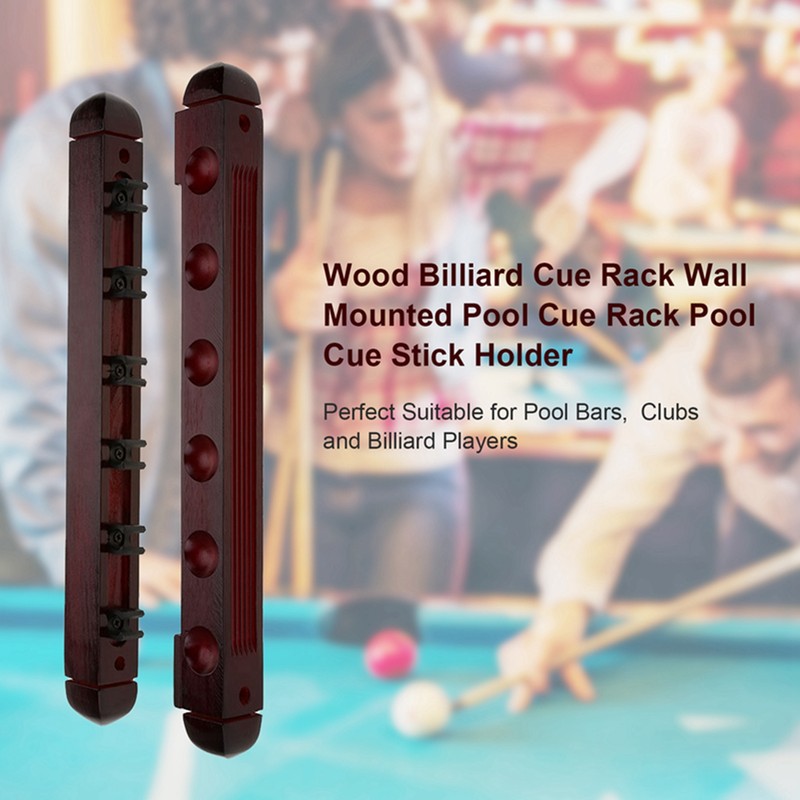 Wooden Billiard Pool Cue Rack Wall Mounted Rack Stick Holder