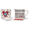Heart Black and White 16 ounce Ceramic Stoneware Cream and