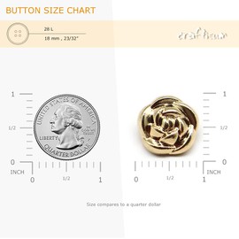 Craftisum Golden Electroplated Metal Rose Shank Sewing Buttons 20 Pcs - 18mm, 23/32"