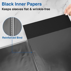 Sooez Art Portfolios 11"x14", Large Portfolio Folder with 30 Pockets & Black Inner Sheets, Display 60 Pages, 11 x 14 Presentation Book for Artwork Storage, Binder with Plastic Sleeves for Artist