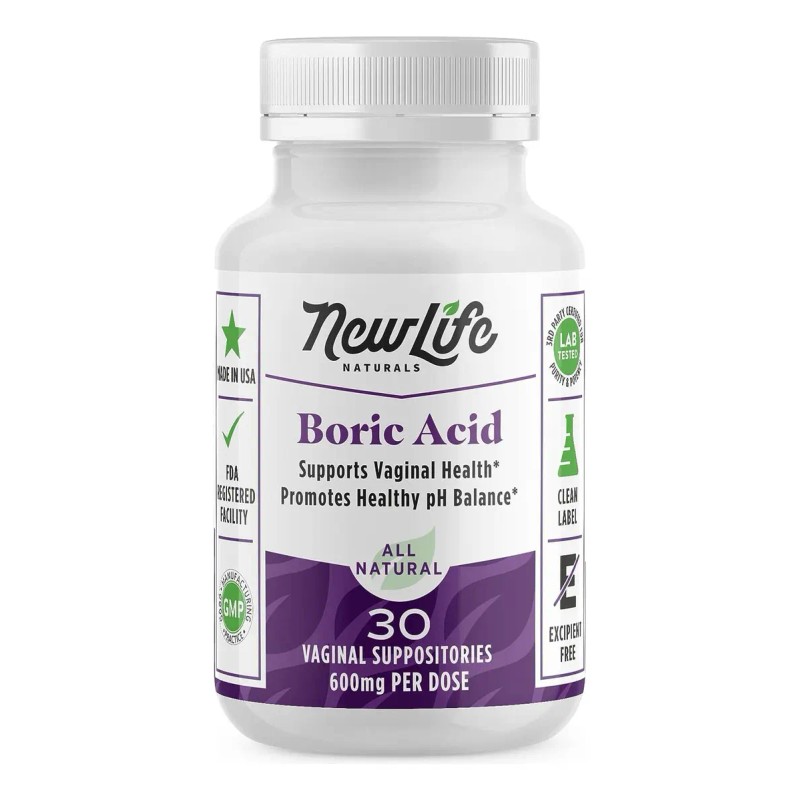 Ácido Bórico Newlife Naturals 600mg Vaginal Suplementos