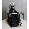 Black Holy Death Grim Reaper Sitting On Skeleton Skull Throne