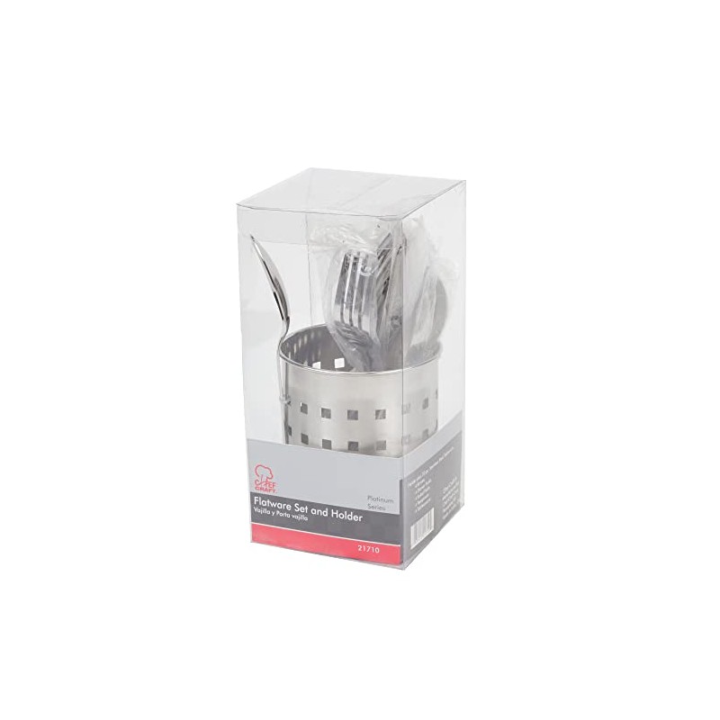 Chef Craft Heavy Duty Flatware Set with Holder, 20 Piece
