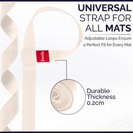 Feetlu Yoga Mat Strap – 2-in-1 Adjustable Cotton Sling for Carrying & Stretching | Non-Slip, Durable & Versatile for Yoga, Pilates, Fitness & Home Workouts