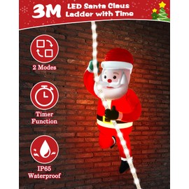 LED Christmas Lights -9.8ft Christmas Rope string light with 2.7ft Luminous Santa Claus,Christmas Inflatables Decorations Hanging Lights for Window, Garden, Home, Wall, Xmas Tree ,indoor Outdoor Decor