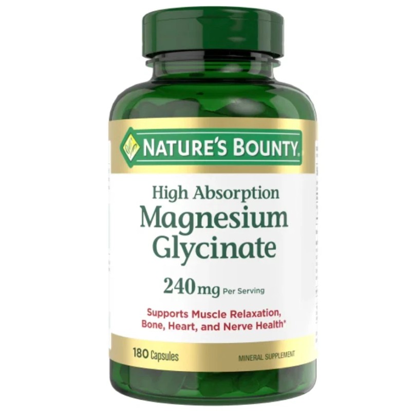 Nature's Bounty High Absorption Magnesium Glycinate 240mg 180 Capsules