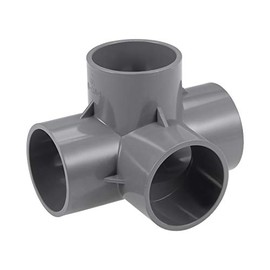 sourcing map 4-Way Elbow PVC Pipe Fitting Furniture Grade 50mm Size Tee Corner Fittings Gray
