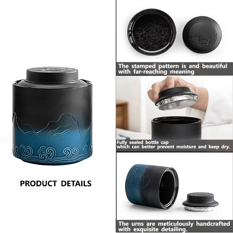 NS Online Small urn Human Ashes Keepsake - Black Blue