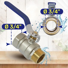 Brass Ball Valve with Male Thread and Internal Thread 3/4 Inch with PTFE Seal MONTERAL