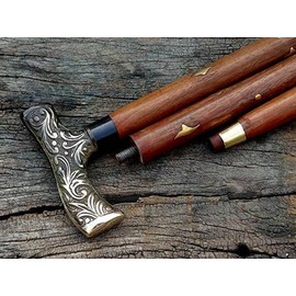 Antique desiner Wooden Walking Stick -Wooden Walking Cane with Brass Handle - Victorian Style Walking Cane Unisex Item for Gifting.DELICACY HANDICRAFT, 1, Brown
