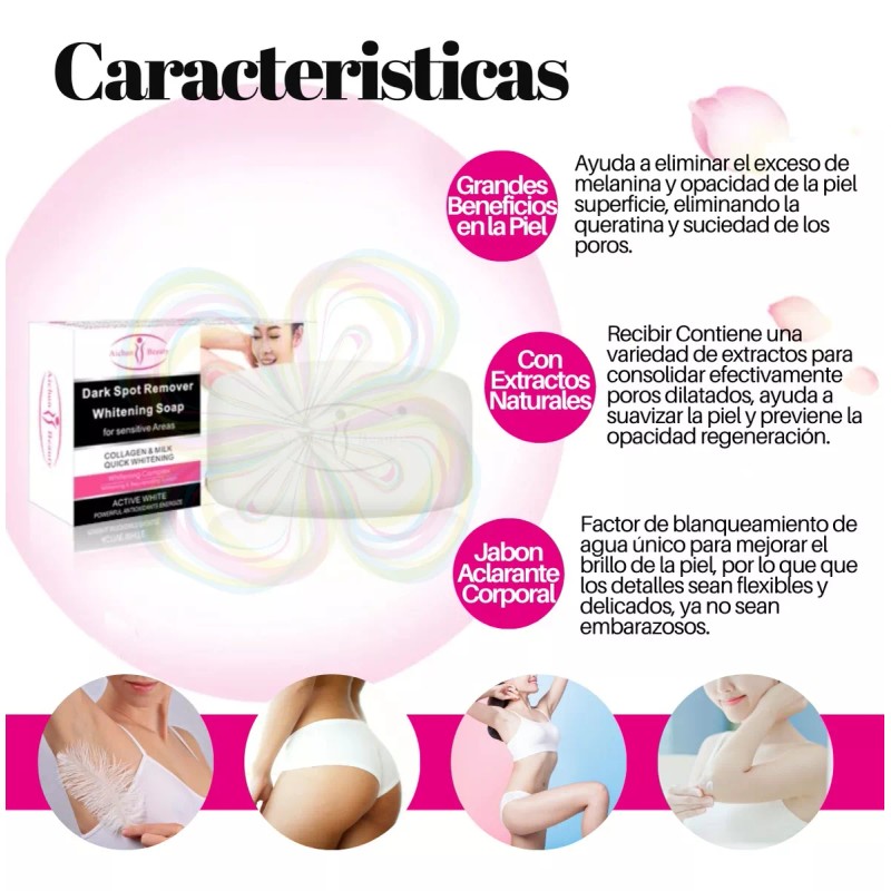 Aichun Jabón Aclarador De Axilas, Rodillas Y Zonas Íntimas Leche