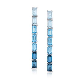 Ross-Simons 4.00 ct. t.w. Sky, Swiss and London Blue Topaz Ombre Drop Earrings in Sterling Silver