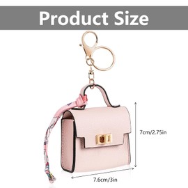 Keychain Bag Mini Handbag Key Ring PU Leather Coin Purse with Pouch Makeup Bag Lipstick Card Holder Pink Creative Pendant Organiser Bags Charms for Women