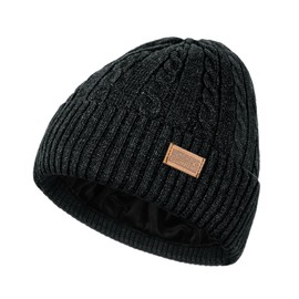 Wmcaps Warm Winter Fleece Lined Beanie, Trendy Knitted Cable Twist Hat, Unisex Snow Thermal Stocking Caps(Slate Gray)