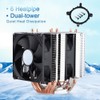 Quiet 4pin 6 Heatpipe CPU Cooler Dual tower Air Cooling