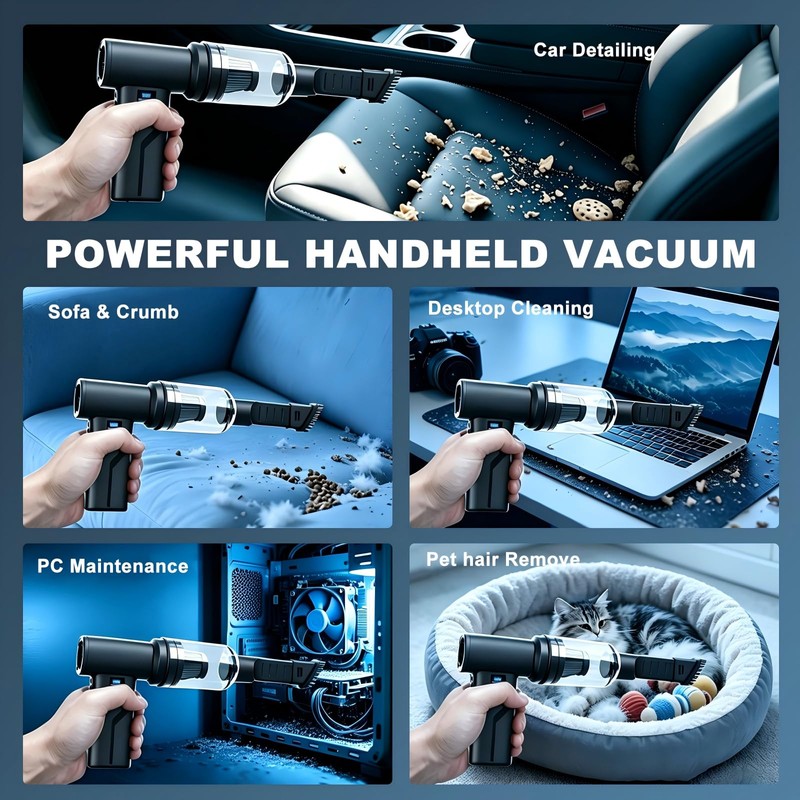 2-in-1 Vacuum and Blower, 110,000 RPM Compressed Air Duster, 160g