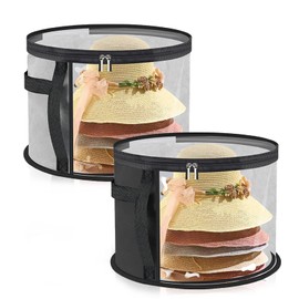 Oversized Clear Hat Box Storage for 7 Caps, Portable Cowboy Hat Box with Zipper for Women Men Travel, Hat Case Hat Organizer (Gray,black 16.5" * 10.5")