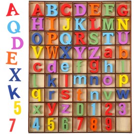 248 Pcs 1 Inch Wood Alphabet Letters and Wooden Numbers Blank Unfinished Wooden Letters for Crafts Wooden Numbers with Rustic Storage Tray for Spelling Learning Education(Colorful)