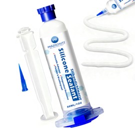 PRAZISCHUTZ RTV Silicone Adhesive Sealant - High Temperature & Waterproof Caulking for Home, Auto, & Crafts - Creates Flexible, Long-Lasting Seal on Kitchen, Bathroom, Shower, Window (White, 30ml/1oz)